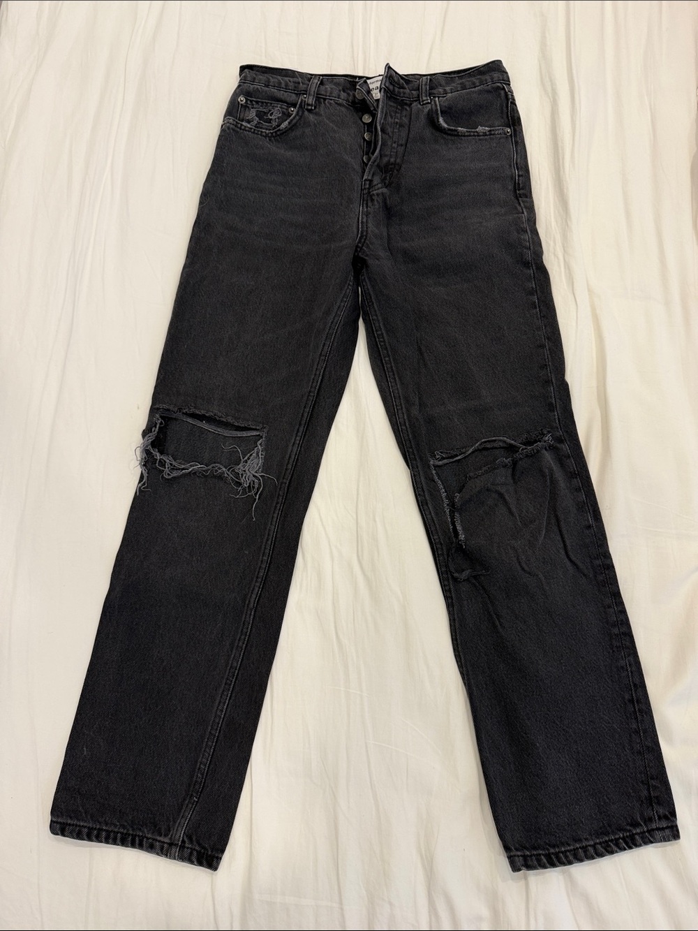 Reformation Black Cynthia High Rise Straight Jeans
